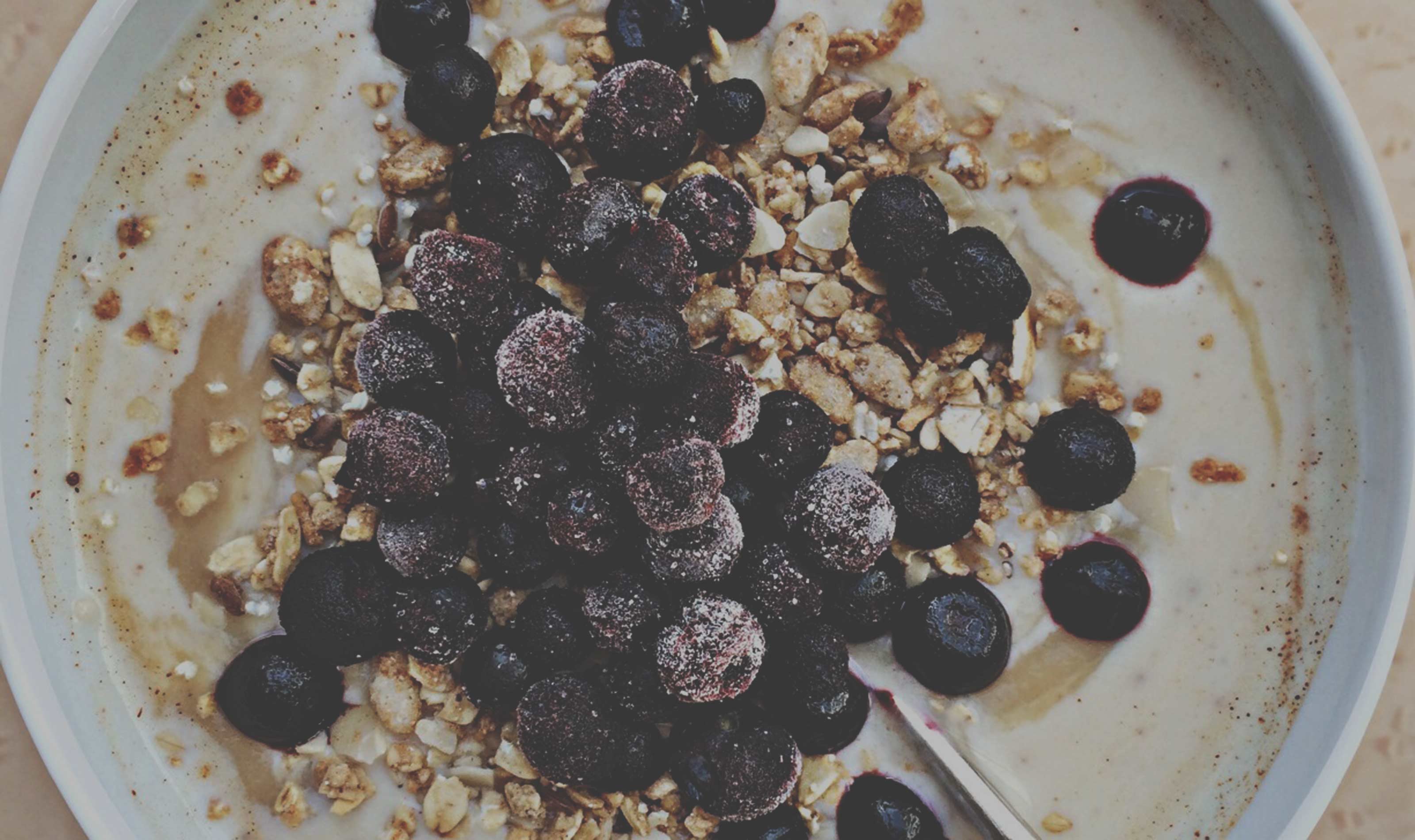 Photograph: Blueberries and Oatmeal in a bowl